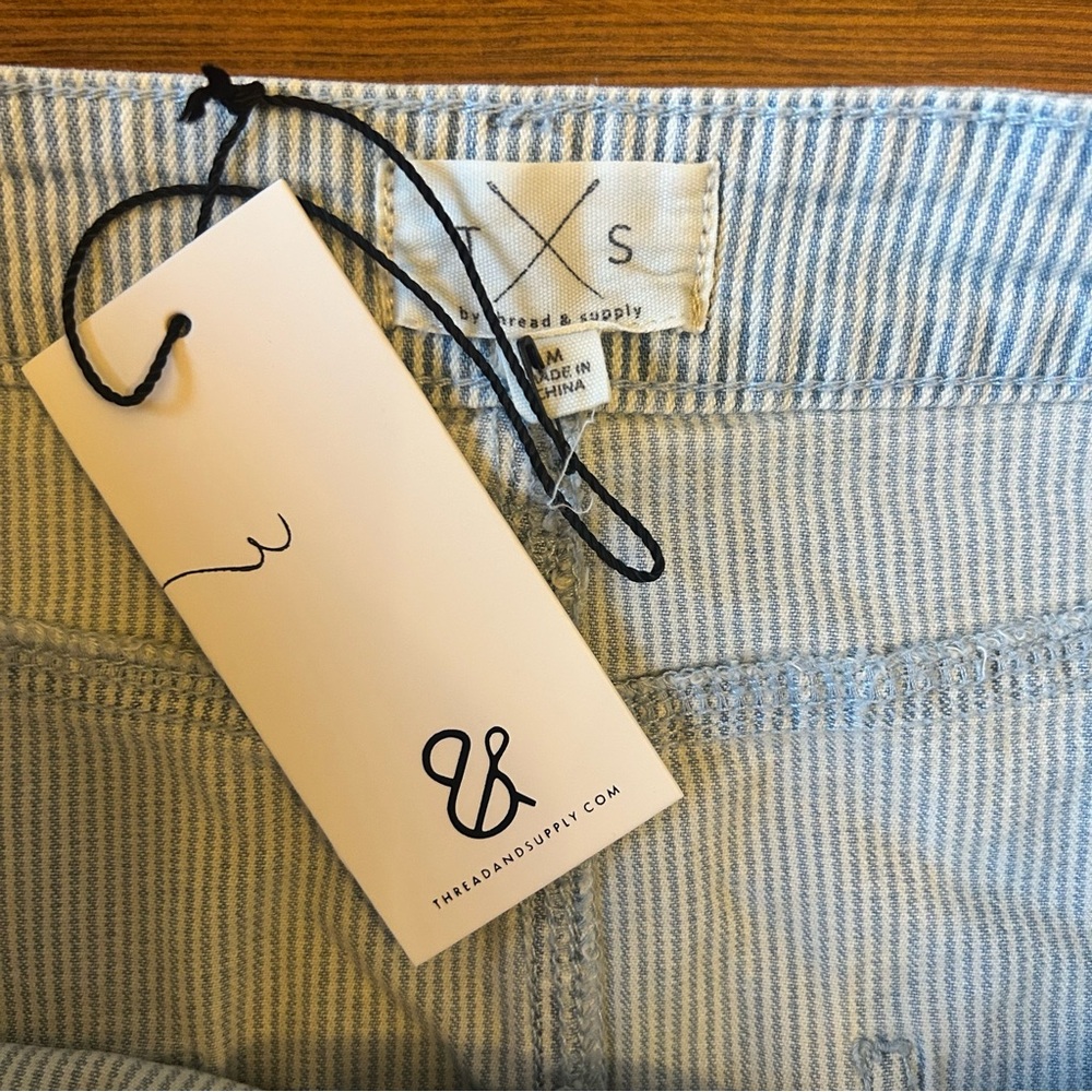 Thread & Supply Denim Railroad Stripe Mini Skirt Medium - Picture 3 of 3
